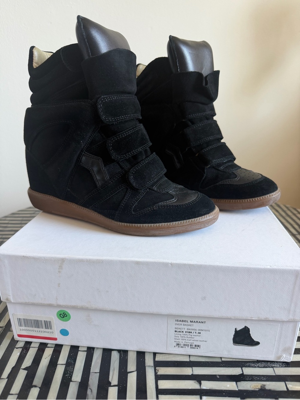 Isabel Marant Black Suede Wedge Sneakers/Bekett Hidden Wedge High Top Sneaker